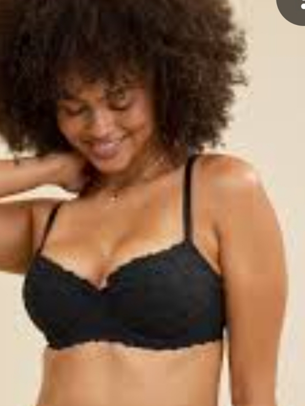 Aerie Eye Lashes Lace Show Off Balconette Bra - Black 32C NWOT